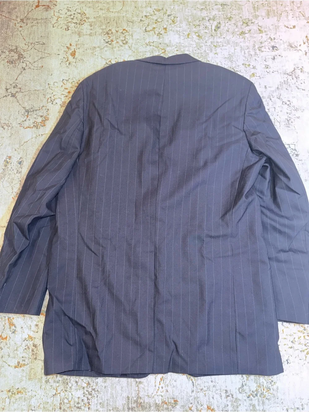Men's Navy Pinstripe Two-Button Blazer Chaps 42T A134